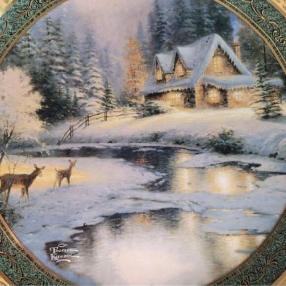 2013 Thomas Kinkade Deer Creek Cottage Collector Plate Limited Edition Porcelain - Picture 14 of 14